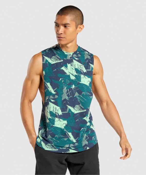 Panske Tielko Gymshark Bold Drop Arm Zelene | OZ9038762